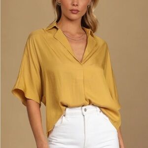 Mustard collared lulus blouse XS